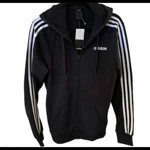 Adidas Black Essentials 3-Stripe Hoodie | NWT SZ S